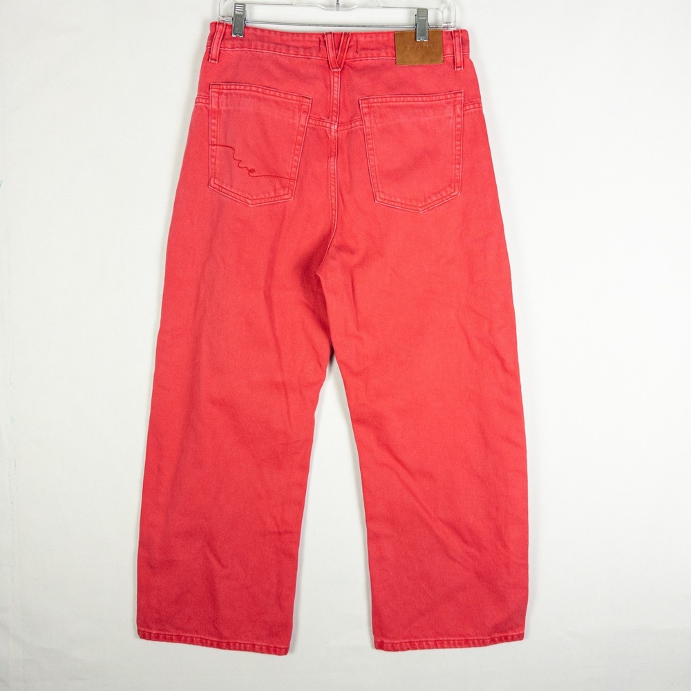 We The Free Wide Leg Crop Jeans Womens 28 Red Faded Denim Boho Streetwear - Picture 3 of 7